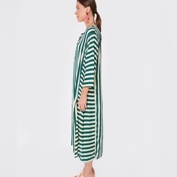 Natalie Martin Collection Isobel Dress green and ivory striped - Picture 2 of 5